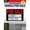 COSCO Vehicle FOR SALE Sign, 10" x 14", Static Cling with Preprinted Year, Model and Phone Area, Black Sign with Red Imprint, Static Cling Numbers Included, 1 each